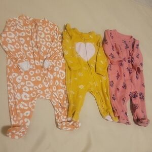 0/3 Month Bundle Of 3 Footies Onesies - Carter's & Old Navy - EUC